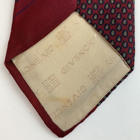 Givenchy silk burgundy micro paisley print signature tie vintage in EUC - Picture 5 of 5